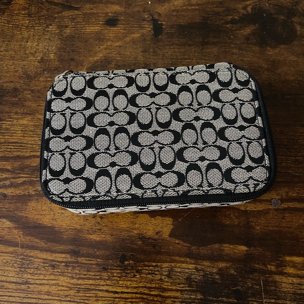 Coach Black Signature Jewelry Box Travel Case